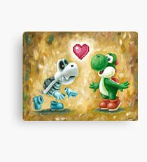 Yoshi Loves Dry Bones! Yoshi Art, Dry Bones Art, Video Game Art Canvas Print