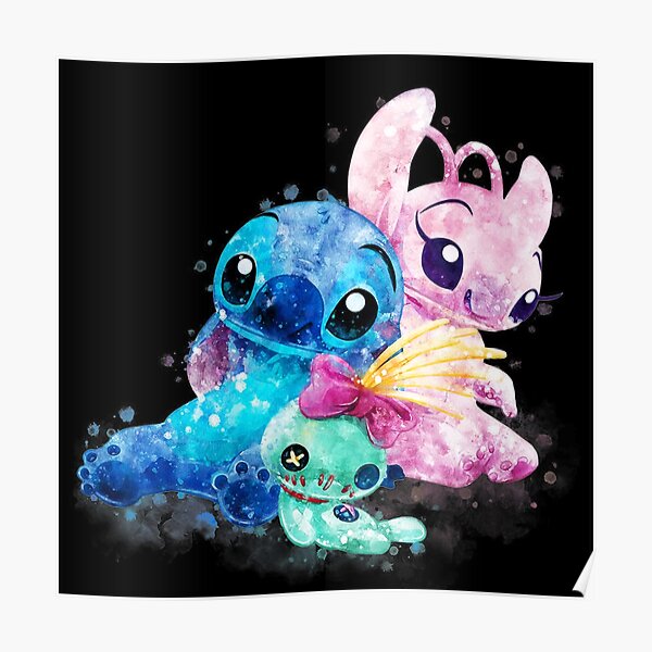 Lilo & Stitch Anges Aquarelle Poster