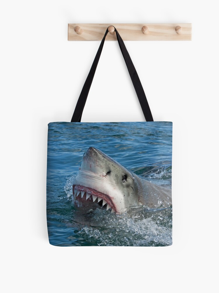 white shark Duffle Bag by tandemsy