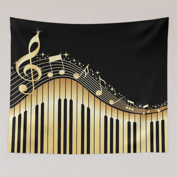 Item preview, Piano Music notes wallpaper gold designed and sold by chanchan79.