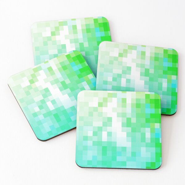Item preview, geometric pixel square pattern abstract background in green blue designed and sold by Mrvell.
