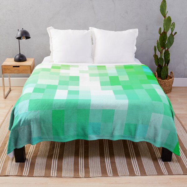 Item preview, geometric pixel square pattern abstract background in green blue designed and sold by Mrvell.