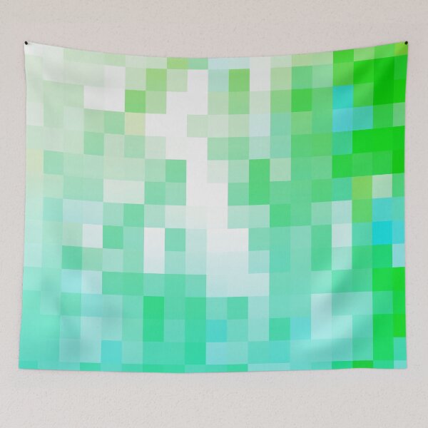 Item preview, geometric pixel square pattern abstract background in green blue designed and sold by Mrvell.