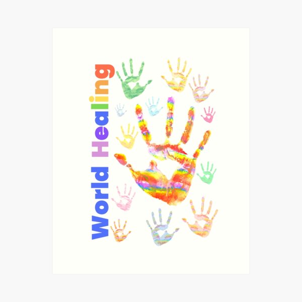 Item preview, Colourful Colorful Rainbow Handprints World Healing designed and sold by H3designs.