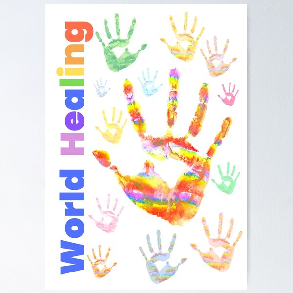 Item preview, Colourful Colorful Rainbow Handprints World Healing designed and sold by H3designs.