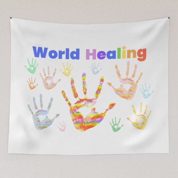 Item preview, Colourful Colorful Rainbow Handprints World Healing designed and sold by H3designs.