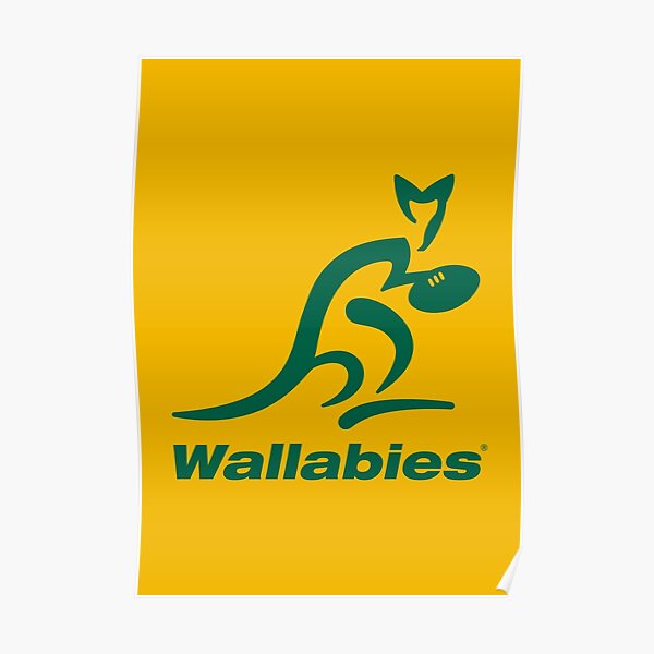 Australia Rugby Wallabies Yellow Wallaby Poster