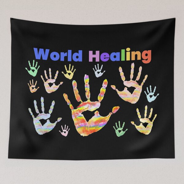 Item preview, Colourful Colorful Rainbow Handprints World Healing designed and sold by H3designs.