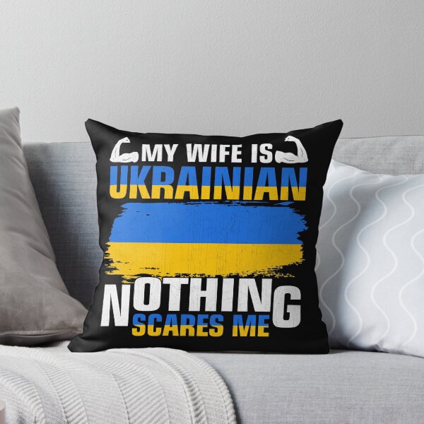 Item preview, My Wife Is Ukrainian Nothing Scares Me Ukraina Proud Flag designed and sold by Stephen-Rotter.