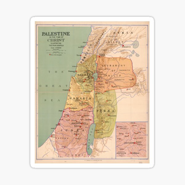 Item preview, Map of Palestine in the Time of Christ (to 70 A.D.) designed and sold by allhistory.