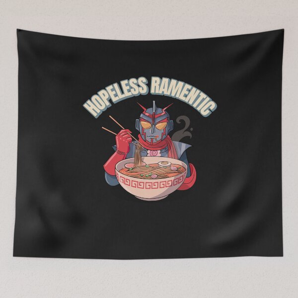 Item preview, Hopeless Ramentic Food Pun Ramen Lover Funny Mecha Robot designed and sold by Nepaz-Designs.