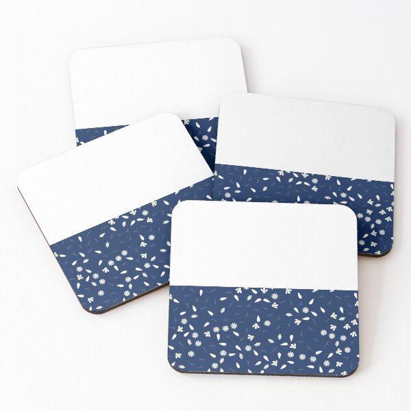 Item preview, White Chamomile Leaves on Horizontal Split White and Sodalite Blue designed and sold by HiddenPuppets.