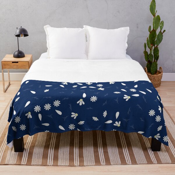 Item preview, White Chamomile Leaves on Horizontal Split White and Sodalite Blue designed and sold by HiddenPuppets.