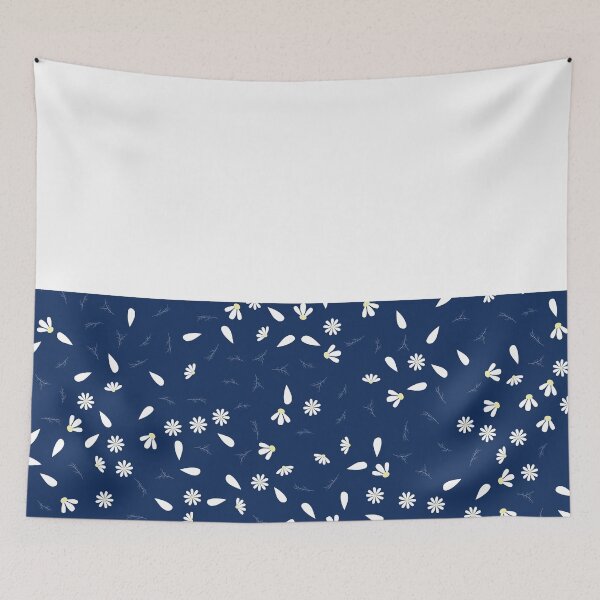 Item preview, White Chamomile Leaves on Horizontal Split White and Sodalite Blue designed and sold by HiddenPuppets.