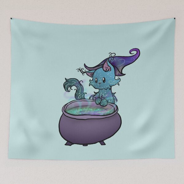 Item preview, Wizard Cat Brewing a potion (light blue) designed and sold by BerryShyKittens.