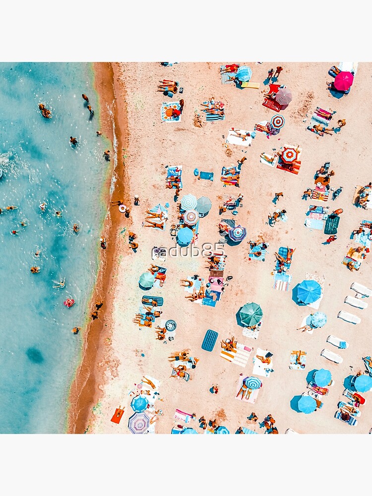 Aerial Ocean Print, Beach Print, Summer Vibes, Aerial Beach People  Umbrellas Print, Beach Photography, Sea Waves Art Print Spiral Notebook  for Sale by radub85