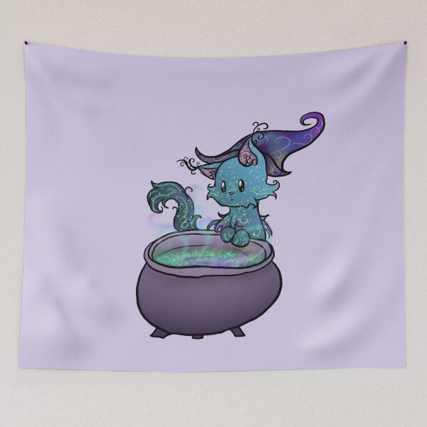Item preview,  Wizard Cat Brewing a potion (lavender) designed and sold by BerryShyKittens.