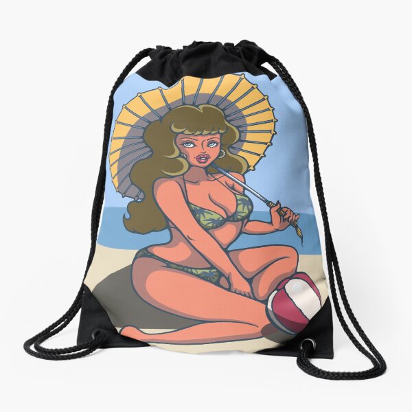 Beach time! 2 Drawstring Bag