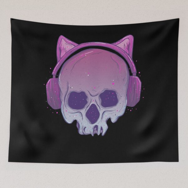 Item preview, Cute Cat Ear Headphones Skull designed and sold by ChrisParisian85.