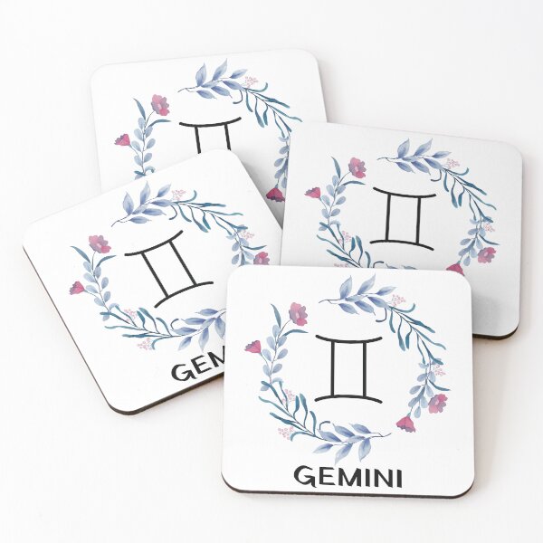 Item preview, Blue Floral Gemini Zodiac Sign designed and sold by Hellofriendco.