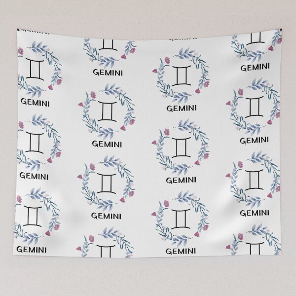 Item preview, Blue Floral Gemini Zodiac Sign designed and sold by Hellofriendco.
