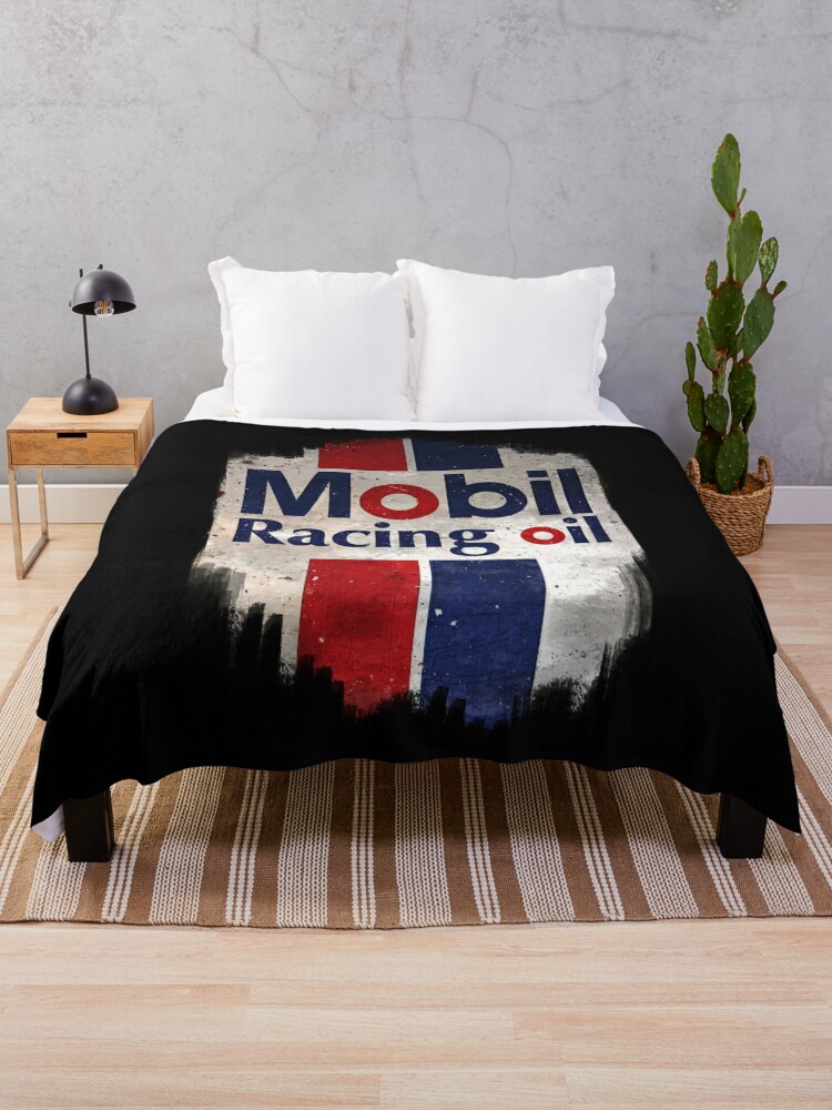 Mobil racing oil vintage sign | Throw Blanket