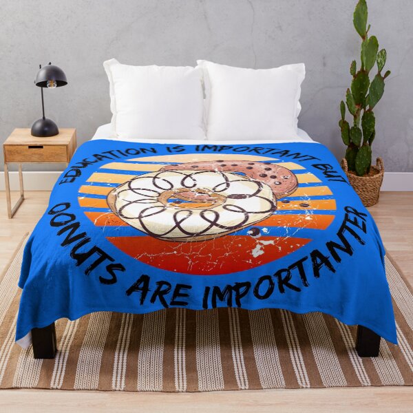 Item preview, Education Is Important But Donuts Are Importanter Grunge Retro Sunset Glazed Donuts In Blue designed and sold by LuckyKermit.