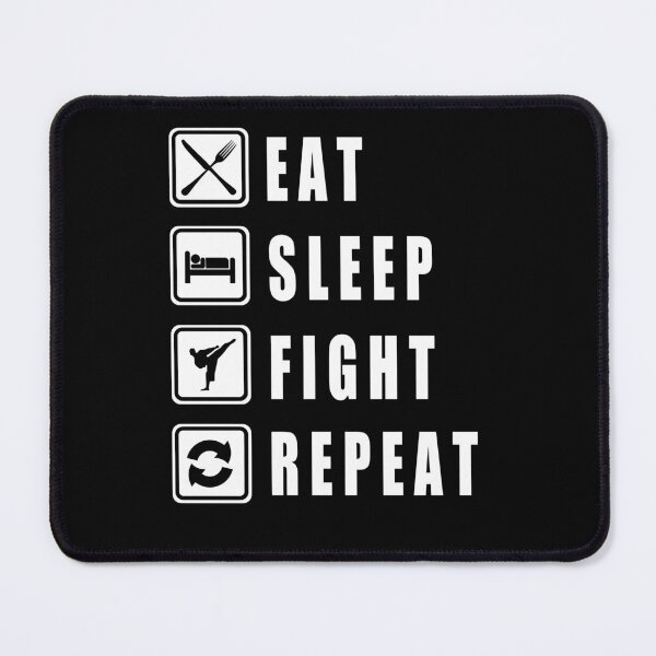 Item preview, EAT SLEEP FIGHT REPEAT - classic black and white font - awesome designed and sold by vooART.