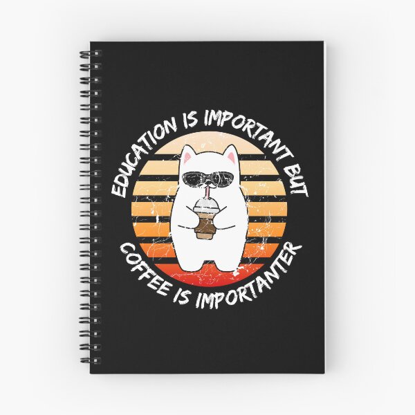 Item preview, Education Is Important But Coffee Is Importanter Grunge Retro Sunset Dog Drinking Caffeine In Black designed and sold by LuckyKermit.