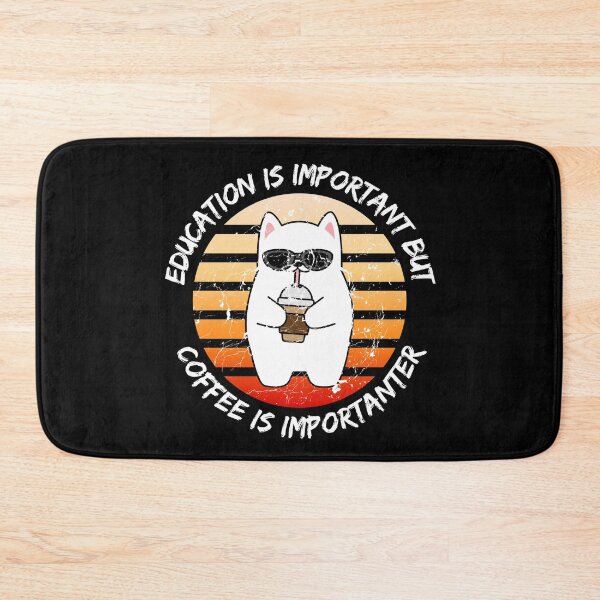 Item preview, Education Is Important But Coffee Is Importanter Grunge Retro Sunset Dog Drinking Caffeine In Black designed and sold by LuckyKermit.