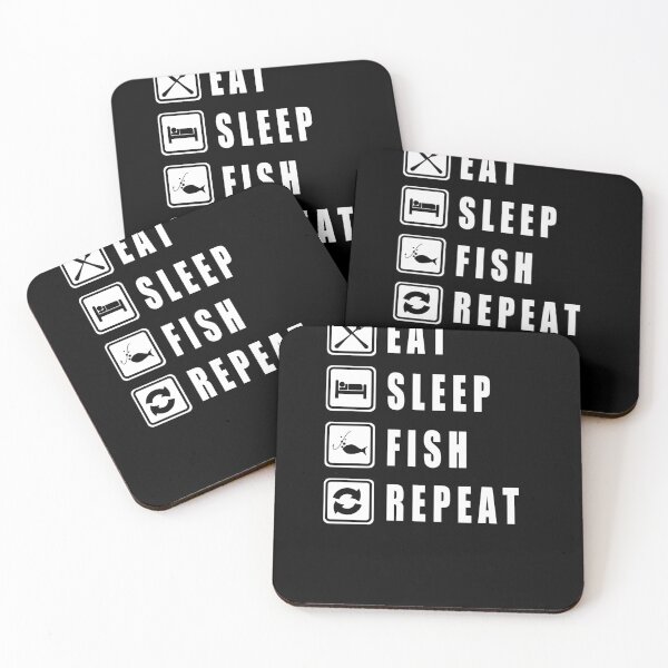 Item preview, EAT SLEEP FISH REPEAT - classic black and white font - awesome designed and sold by vooART.