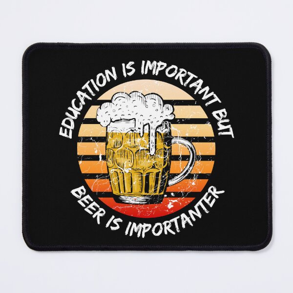 Item preview, Education Is Important But Beer Is Importanter Grunge Retro Sunset Full Glass In Black designed and sold by LuckyKermit.