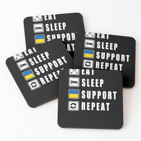 Item preview, EAT SLEEP SUPPORT UKRAINE REPEAT - classic black and white font - awesome designed and sold by vooART.