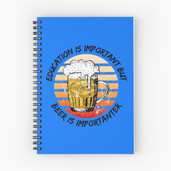 Item preview, Education Is Important But Beer Is Importanter Grunge Retro Sunset Full Glass In Blue designed and sold by LuckyKermit.