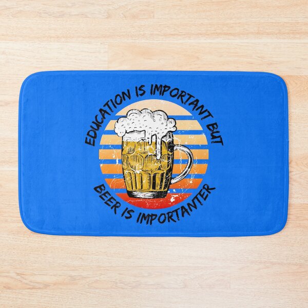 Item preview, Education Is Important But Beer Is Importanter Grunge Retro Sunset Full Glass In Blue designed and sold by LuckyKermit.