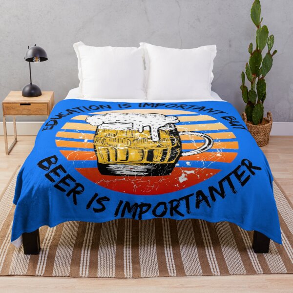 Item preview, Education Is Important But Beer Is Importanter Grunge Retro Sunset Full Glass In Blue designed and sold by LuckyKermit.