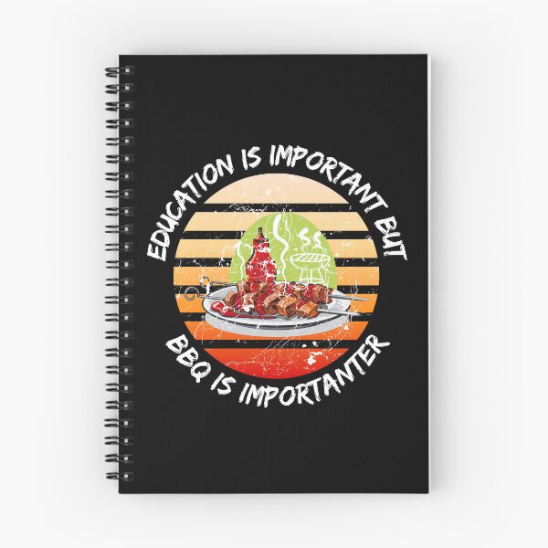 Item preview, Education Is Important But BBQ Is Importanter Grunge Retro Sunset Barbeque In Black designed and sold by LuckyKermit.