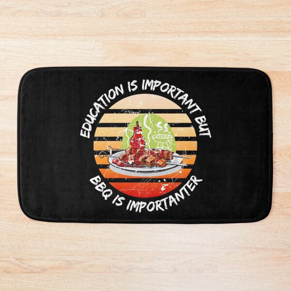 Item preview, Education Is Important But BBQ Is Importanter Grunge Retro Sunset Barbeque In Black designed and sold by LuckyKermit.