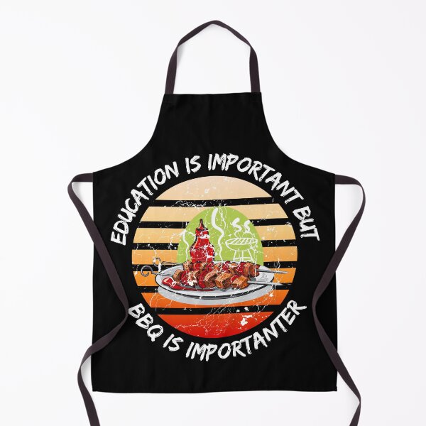 Item preview, Education Is Important But BBQ Is Importanter Grunge Retro Sunset Barbeque In Black designed and sold by LuckyKermit.