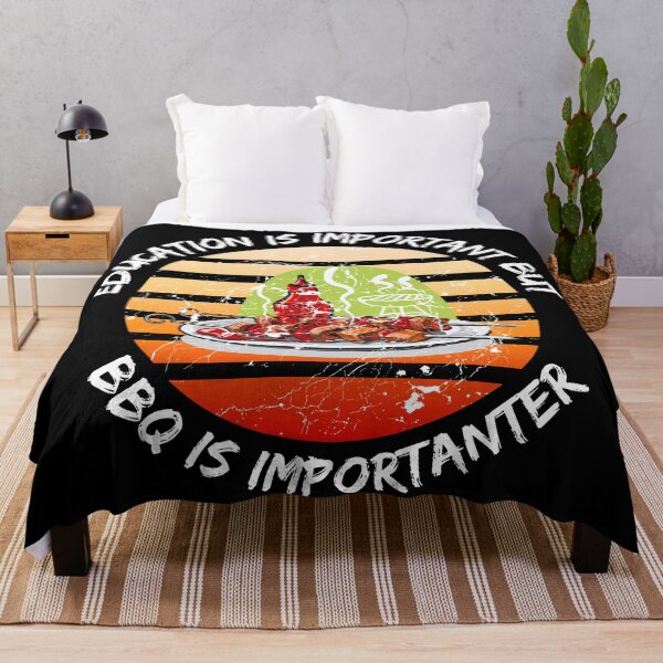 Item preview, Education Is Important But BBQ Is Importanter Grunge Retro Sunset Barbeque In Black designed and sold by LuckyKermit.