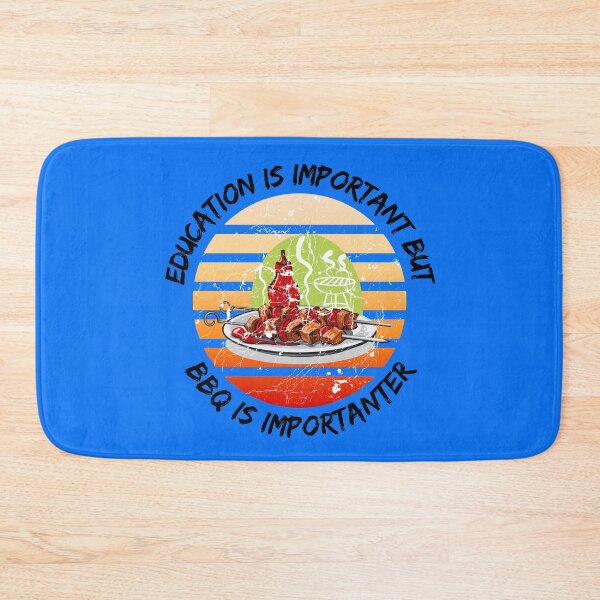 Item preview, Education Is Important But BBQ Is Importanter Grunge Retro Sunset Barbeque In Blue designed and sold by LuckyKermit.