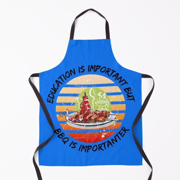 Item preview, Education Is Important But BBQ Is Importanter Grunge Retro Sunset Barbeque In Blue designed and sold by LuckyKermit.