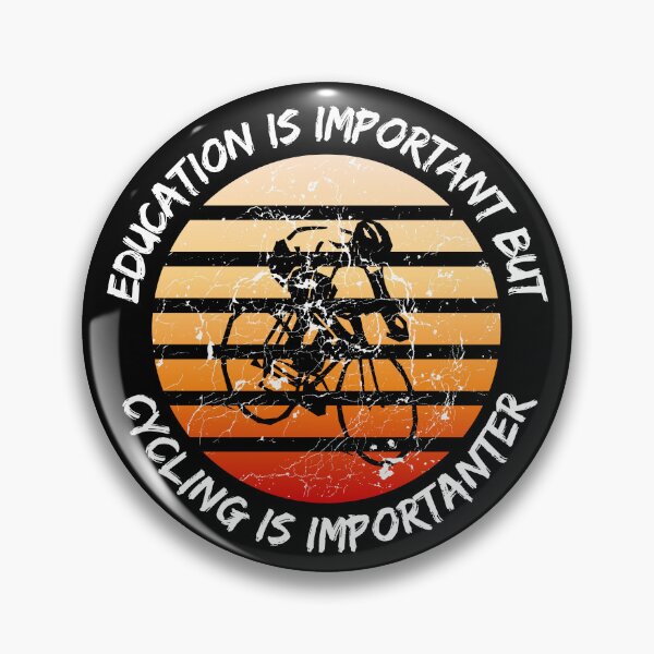 Item preview, Education Is Important But Cycling Is Importanter Grunge Retro Sunset Cyclist In Black designed and sold by LuckyKermit.