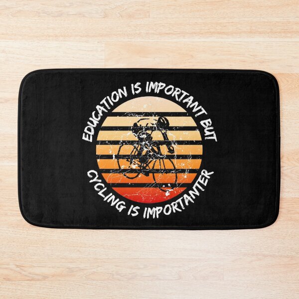 Item preview, Education Is Important But Cycling Is Importanter Grunge Retro Sunset Cyclist In Black designed and sold by LuckyKermit.