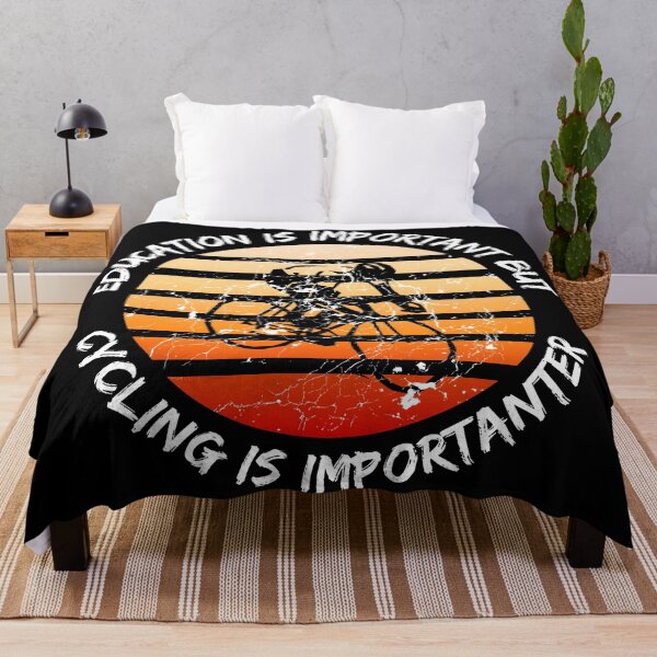 Item preview, Education Is Important But Cycling Is Importanter Grunge Retro Sunset Cyclist In Black designed and sold by LuckyKermit.