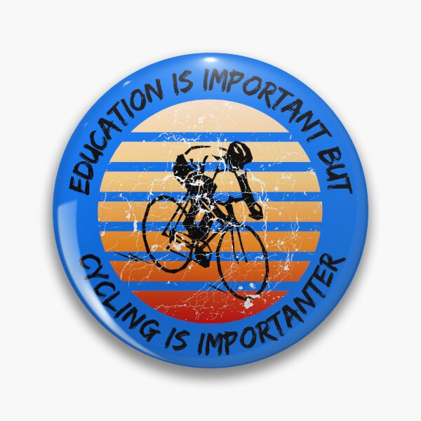 Artikelvorschau, Bildung ist wichtig, aber Radfahren ist wichtiger Grunge Retro Sunset Radfahrer in blau entworfen und verkauft von LuckyKermit.