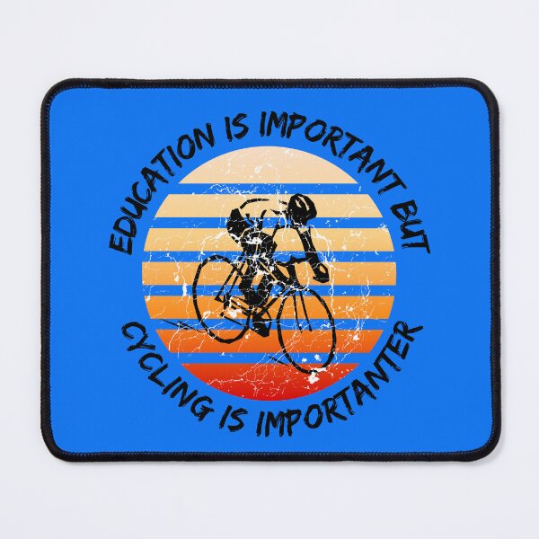 Item preview, Education Is Important But Cycling Is Importanter Grunge Retro Sunset Cyclist In Blue designed and sold by LuckyKermit.