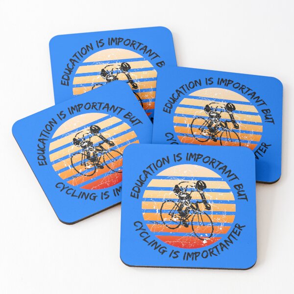 Item preview, Education Is Important But Cycling Is Importanter Grunge Retro Sunset Cyclist In Blue designed and sold by LuckyKermit.