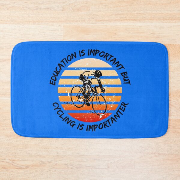 Item preview, Education Is Important But Cycling Is Importanter Grunge Retro Sunset Cyclist In Blue designed and sold by LuckyKermit.
