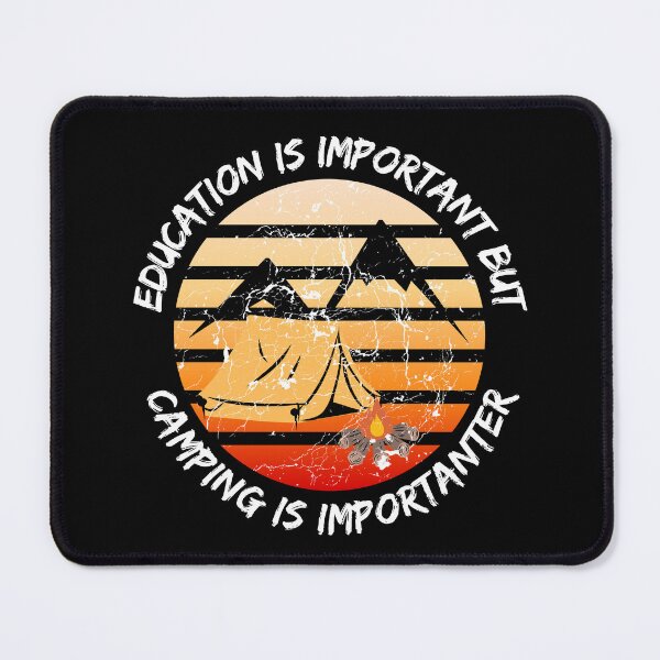 Item preview, Education Is Important But Camping Is Importanter Grunge Retro Sunset Tent In Black designed and sold by LuckyKermit.
